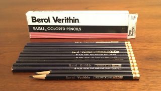 Vintage Berol Verithin Eagle Colored Pencils - Indigo Blue 741 -
