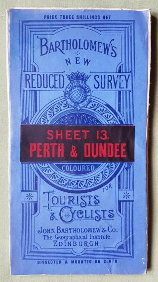 Vintage Bartholomews Tourist & Cycling Map,  Sheet 13,  Perth & Dundee