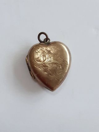 (s) Vintage 9ct Gold Back & Front Heart Locket With Pictures