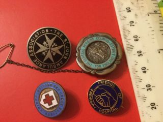 4 X Vintage Nurses/ Hospital/ Red Cross Ect /badges,  All.