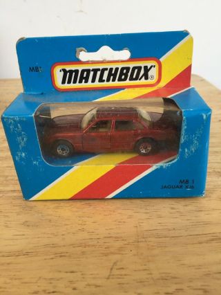 Vintage 1989 Matchbox Superfast Mb 1 Red Jaguar Xj6 Blue Box
