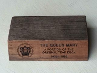 Cunard White Star R.  M.  S.  " Queen Mary " Souvenir Piece Of Her Teak Deck.