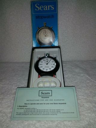 Vintage Stop Watch By Sears Made In Switzerland With Papers.