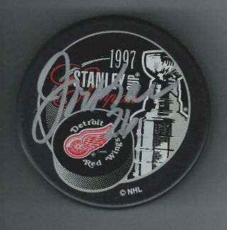 Joe Kocur Signed Detroit Red Wings 1997 Stanley Cup Champions Puck