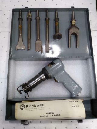 Vintage Rockwell.  401 Shank 435 Rivet Hammer & Case With Bits