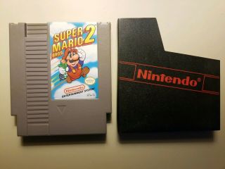 Mario Bros 2 Nes Nintendo Video Game Cartridge W Dust Cover Sleeve Vintage
