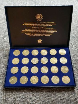 1984 Los Angeles 24 Boxed Transit Fare Token Coin Medal Olympic Games Events Bus
