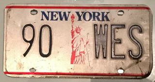 Vintage Obsolete Statue Of Liberty York State Vanity License Plate 90 Wes