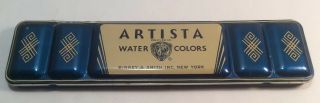 Vintage Binney & Smith Artista Water Colors In Blue Tin York