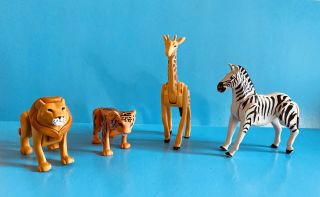 Vintage Fisher Price Adventure People Safari Animals - Giraffe Lion Tiger Zebra