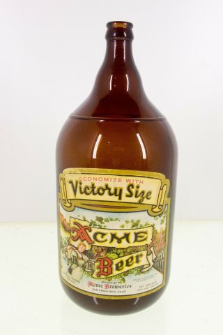 Vintage Acme Beer Bottle Half Gallon 1/2 64 Oz Victory Size San Fransisco Ca