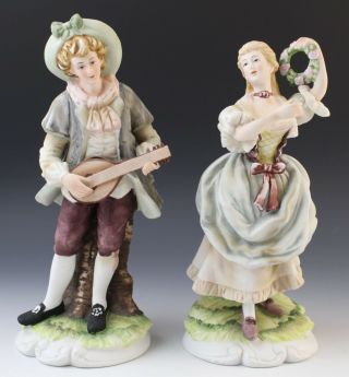 Pair Vintage Lefton China Kw3658 Courting Couple Porcelain Figurine Set
