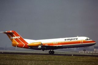 35mm Colour Slide Of Empire Airways Fokker F - 28 Ph - Exs (n105ur)