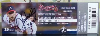 John Smoltz Autographed 3000 K (strikeouts) Atlanta Braves Full Ticket 4/22/08