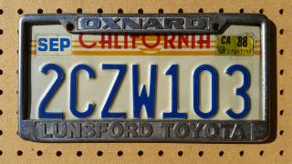 Vintage Chrome Metal License Plate Frame Lunsford Toyota Oxnard Ca