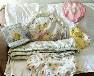 Vtg Disney Classic Winnie The Pooh Baby Crib Bumper Headboard Tote Decor Pillow