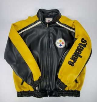 Vintage G - Iii Nfl Pittsburgh Steelers Faux Leather Jacket Coat Mens Size Xxl