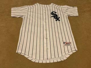 Majestic Chicago White Sox Baseball Jersey Home Pinstripe Stitched Youth Medium