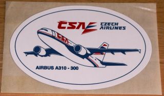 Old Csa Czech Airlines Airbus A310 - 300 Airline Sticker