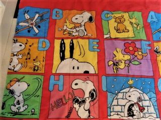 Vintage Snoopy Charlie Brown Peanuts Alphabet Quilt Blanket Cover 65 x 90 inch 3