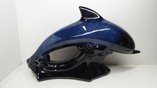 Vintage Blue Mountain Pottery Large Dolphin Statue
