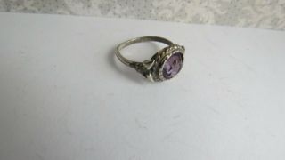 Pretty VINTAGE Sterling Silver Amethyst Arts and Crafts RING 2