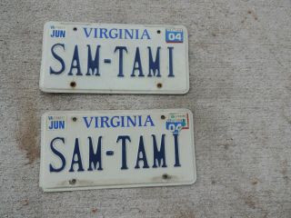 Virginia Vanity License Plate Pair