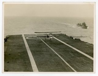 Photograph Of Hawker Nimrod Landing On Aircraft Carrier Poss Hms Furious C.  1936