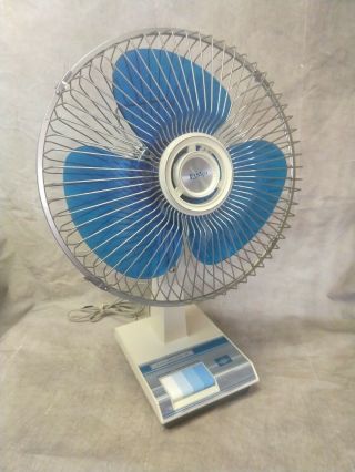Vintage 12 " Lasko Oscillating Fan Translucent Blue