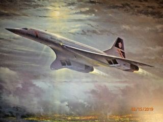6 Pilots Signed Concorde Sst Speedbird Aviation Art Print By Simon Atack 166/500