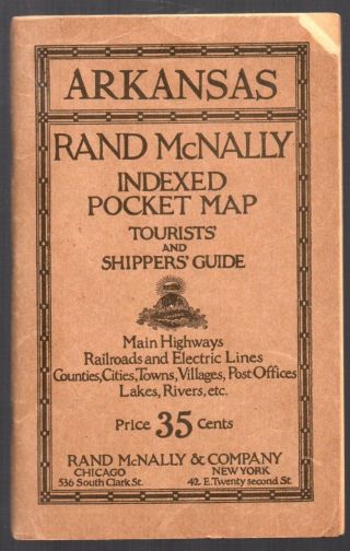 Vintage Rand Mcnally Pocket Map Arkansas Railroad System