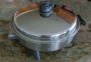 Vintage Saladmaster 11 " Stainless Steel Oil Core Electric Skillet With Lid 7817