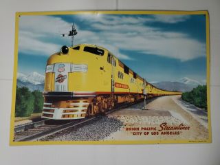 Vintage Union Pacific Tin Sign Streamliner City Of Los Angeles Aaa Sign 16 " X11 "
