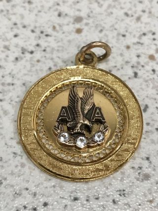 American Airlines Gold Tone Charm Pendant Diamond Service 30 Year Award