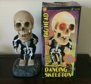 Vintage Gemmy Big Head Dancing Skeleton Animated Singing Dancing Freak 16 "