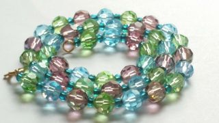Czech Vintage Multi Coloured Faceted Glass Bead Necklace