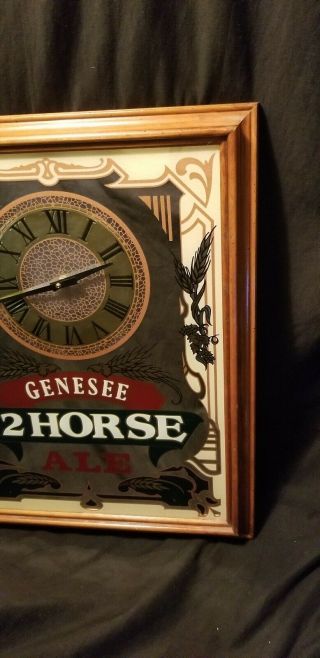 Vintage Genesee 12 Horse Ale Beer Bar Advertising Mirror Wall Clock Sign 3
