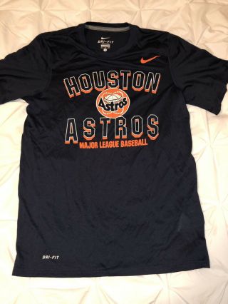 Houston Astros Mens Small Nike Dri - Fit Tee Mlb Authentic Old School Logo