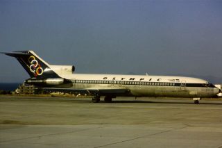 35mm Colour Slide Of Olympic Airways Boeing 727 - 284 Sx - Cbb At Athens