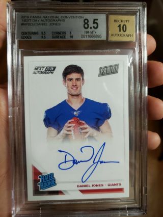 Daniel Jones 2019 National Convention Rated Rookie Next Day Auto Rc Bgs 8.  5