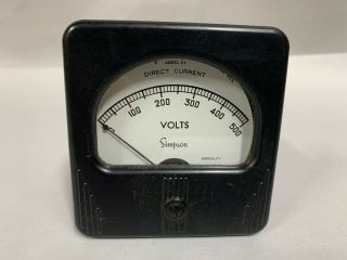 Vintage Simpson Electrical Panel Meter Gauge 0 - 500 Volts Dc Model 27 (a3)