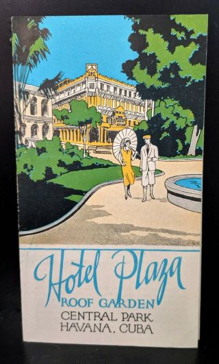 Vintage 1929 Hotel Plaza Central Park Travel Guide Brochure Havana Cuba Vg,