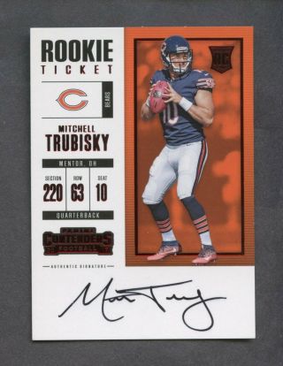 2017 Contenders Rookie Ticket Red Zone Mitchell Trubisky Bears Rc Auto