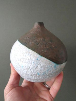 Vintage Raku Art Pottery Vase Crackle Glaze