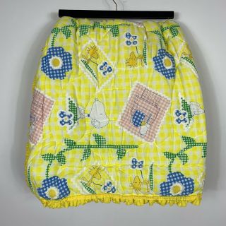 Vintage Peanuts Snoopy Baby Quilt Yellow Blanket Ruffle Hem Comforter Woodstock