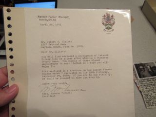 Authentic Vintage Roscoe Turner Museum Letterhead Signed By His Wife Letter