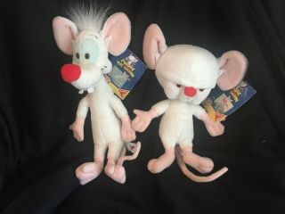 Vintage 1995 Plush Pinky And The Brain Figures With Tags