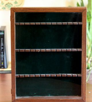 Vintage Wood Glass Front 36 Spoon Display Case