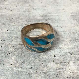 Vintage Turquoise Sterling Silver Ring Size 7 Native American Ethnic