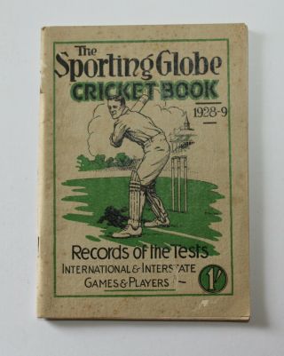 Vintage - The Sporting Globe Cricket Book 1928 / 29 - Vintage Advertising - Gc